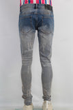 Acid washed damaged laser skinny jeans