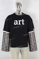 Black digital print patchwork long shirt