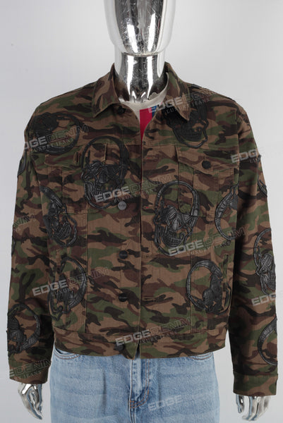 Camouflage skull patchwork jacket