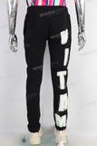 Black patchwork slim fit pants