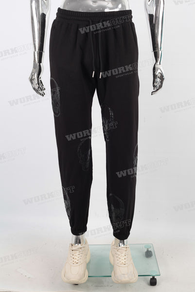 Black skull patch binding feet pants men