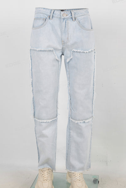 Blue distressed carpenter double knee jeans