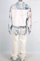 Digital print denim jacket and jeans set