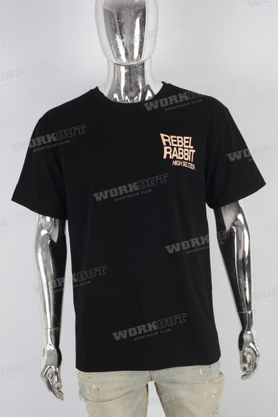 Black heavyweight digital print t shirt