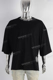 Black oversize patchwork digital print t shirt