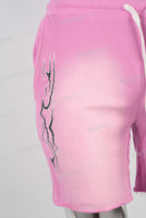 Pink digital print boot cut knitting shorts