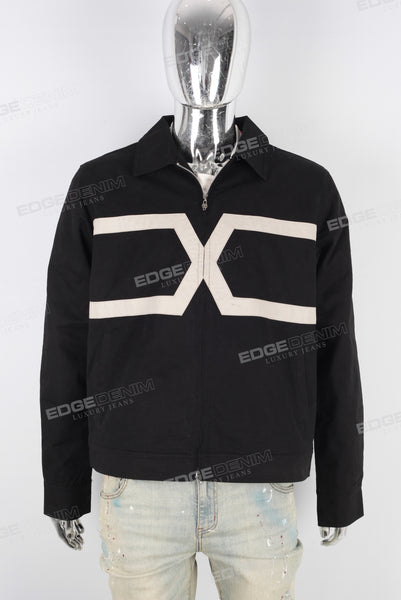 Black patchwork zip up jacket