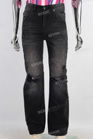 Black damaged straight jeans