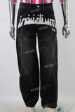 Black patchwork baggy jeans