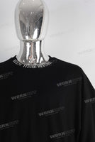 Black oversize patchwork digital print t shirt