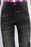 Black damaged straight jeans