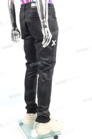 High Quality Men Black Skinny Waxed Denim Jeans Pants