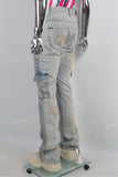 New Men Casual Pocket Cargo Denim Pants Patchwork Distressed Jeans For Men