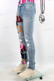 Custom Embroidery Ripped Skinny Distressed Men Denim Jacket Jeans Set