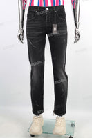 Men Casual Scratch Slim Fit Black Vintage Jeans