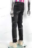 Men Casual Scratch Slim Fit Black Vintage Jeans