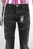 Men Casual Scratch Slim Fit Black Vintage Jeans