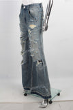 Women Distressed Ripped Flare Jeans Denim Pants Custom