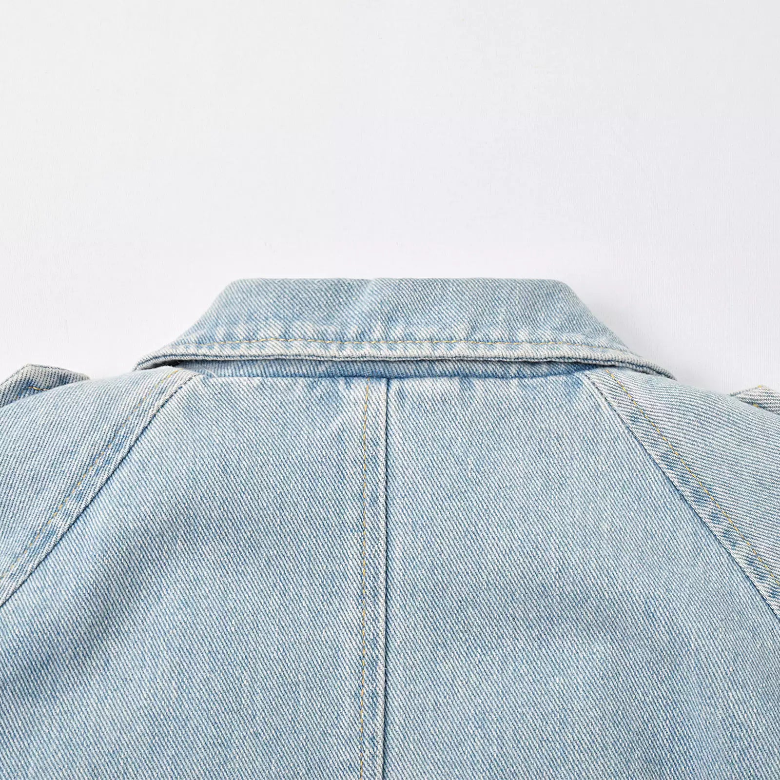 Custom Women's Blue Plain Denim Long Jacket