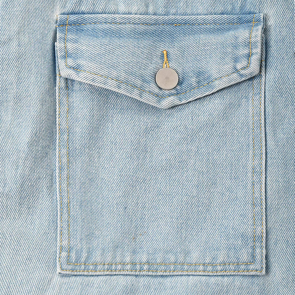 Custom Women's Blue Plain Denim Long Jacket