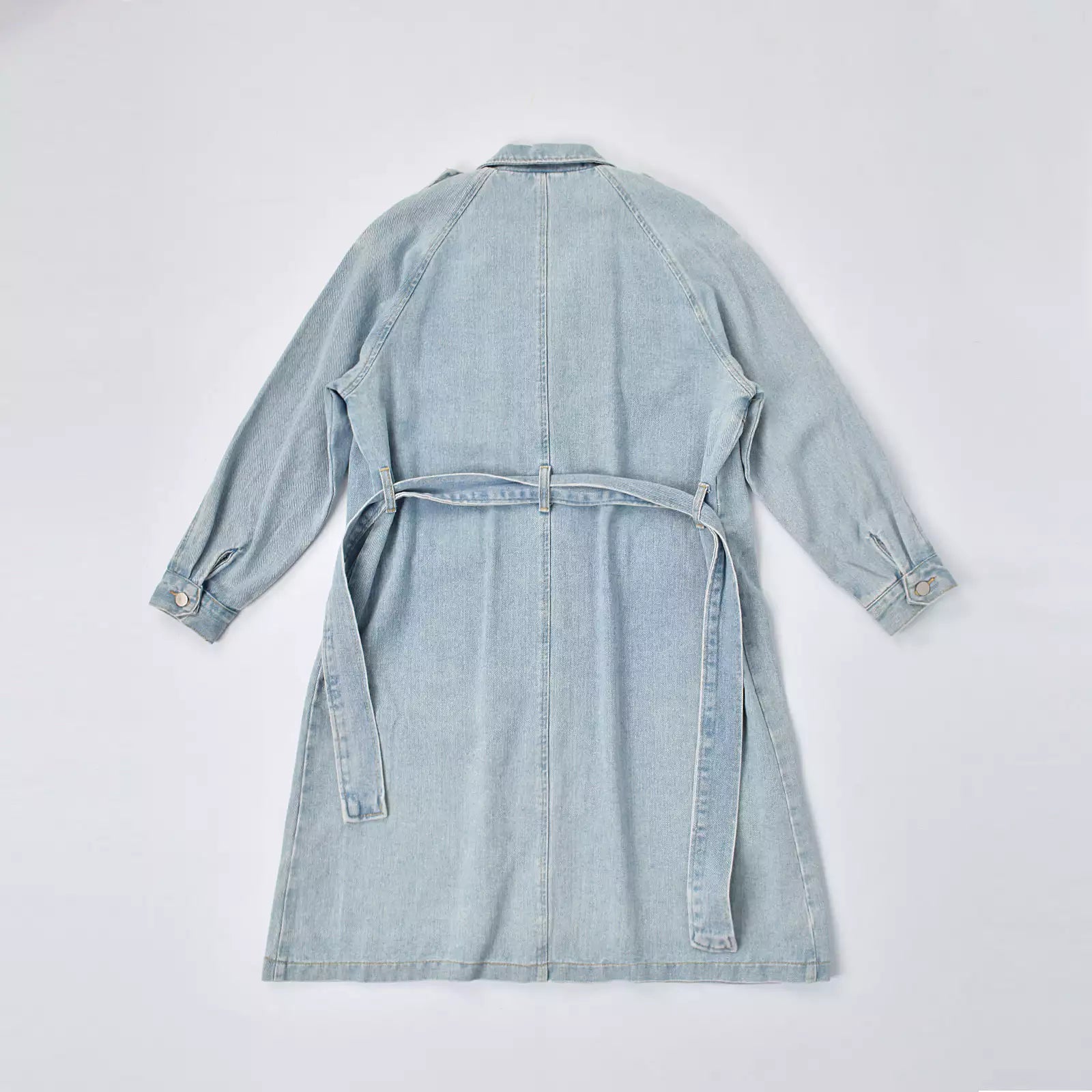 Custom Women's Blue Plain Denim Long Jacket