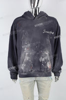 Royal Blue Distressed Embroidered Hoodies