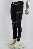 Black Print Ripped Mans Skinny Jeans