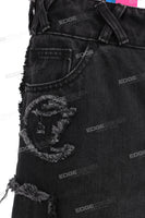 Custom Logo Men Straight Embroidery Patchwork Baggy Jeans