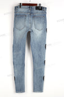 Blue Denim Skinny Fit- Side Heart Shape Leather Patches